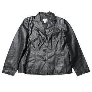Vintage Y2K 90s East 5th Jacket Womens XL Black Genuine Leather Lined Party